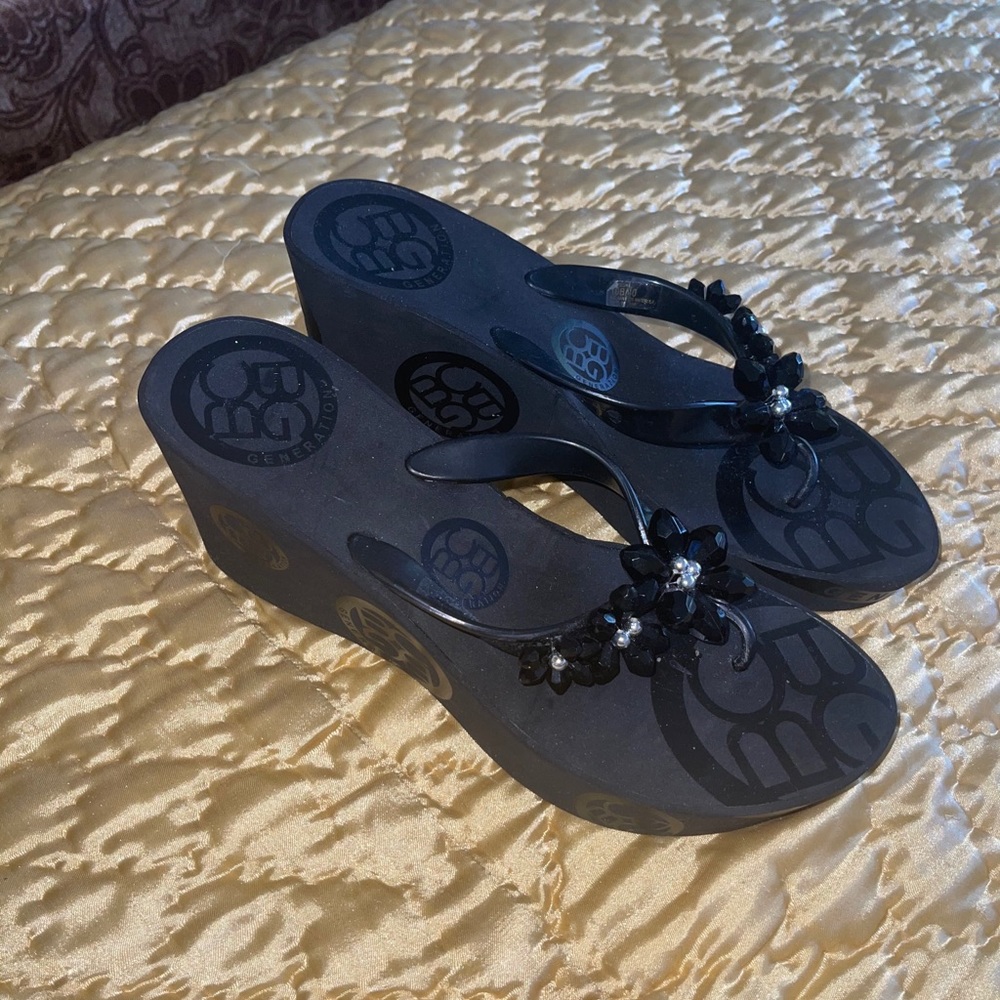 Bcbgeneration Platform Wedge Flip Flop Monogram - image 1